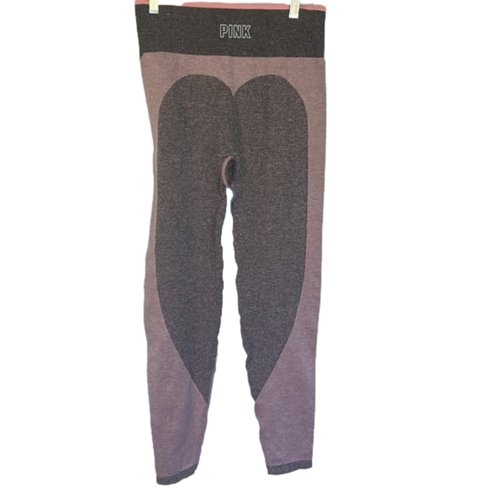 𝅺pink Victoria’s Secret Seamless Leggings Heart back pink and gray